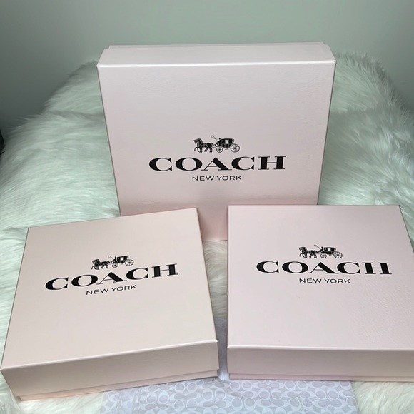 (3) Coach Pink Gift Boxes with Coach Tissue Paper